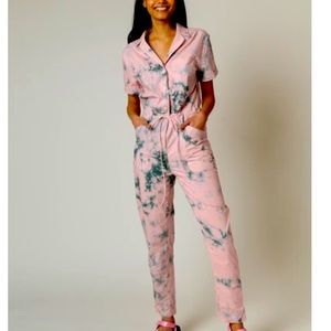 Rachel Antonoff pink & blue tie dye jumpsuit
